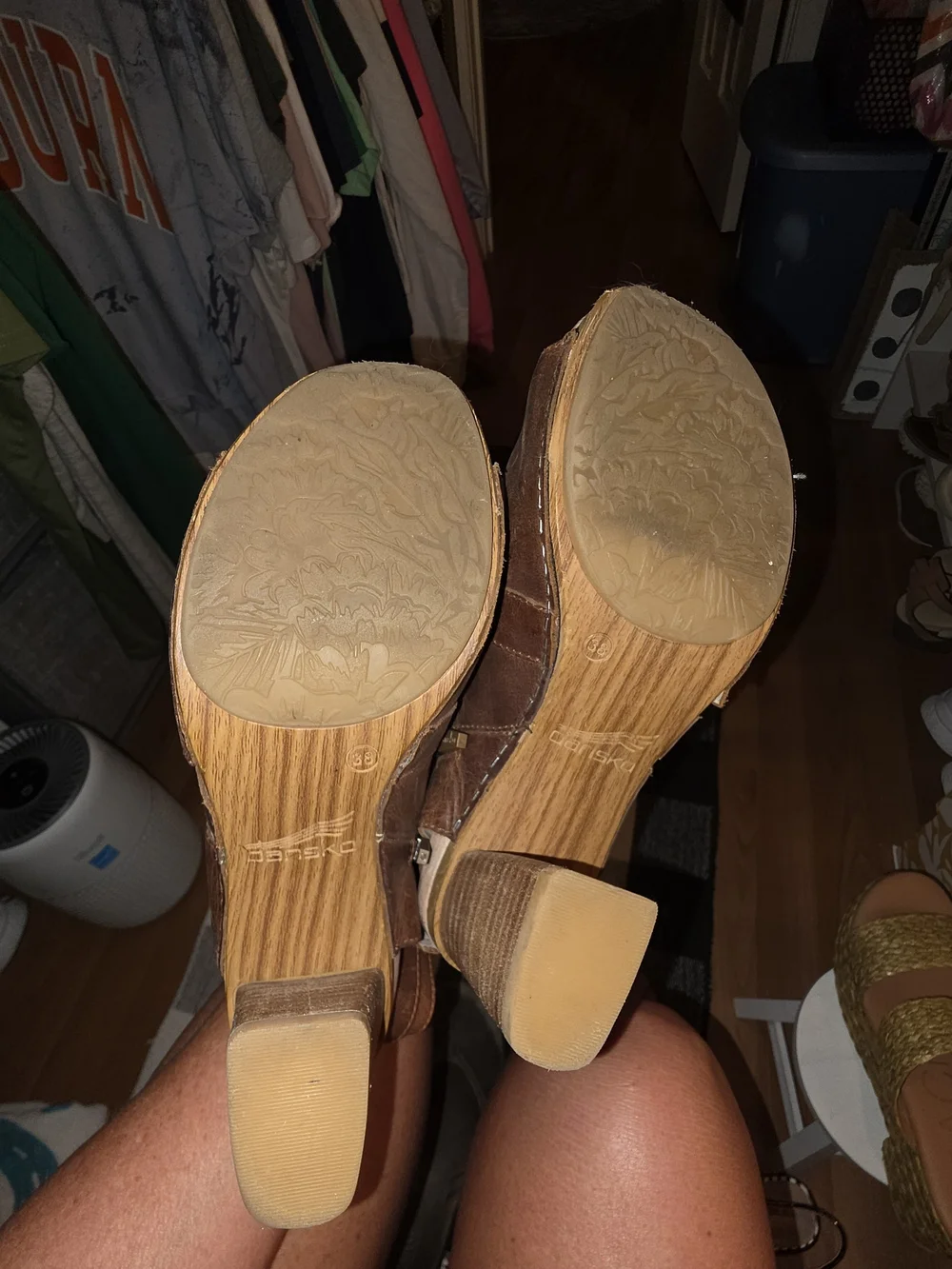 Dansko Brown Leather Open-Toe Block Heel Sandals